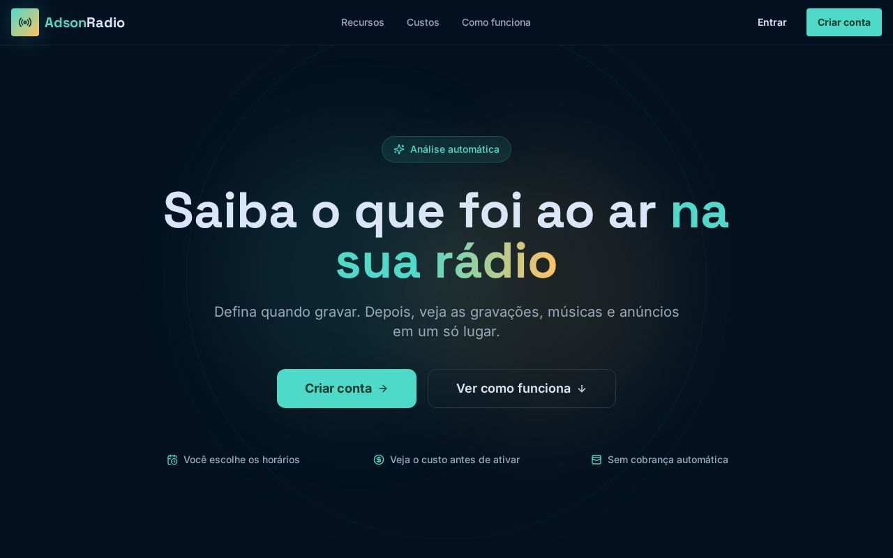 Página inicial do AdsonRadio
