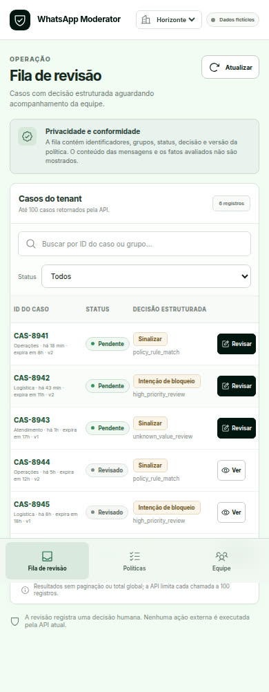 Fila de revisão no celular